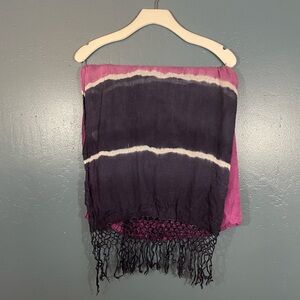 Gypsy 05 Women’s Purple Tie Dye Fringe Multi-Wear Scarf